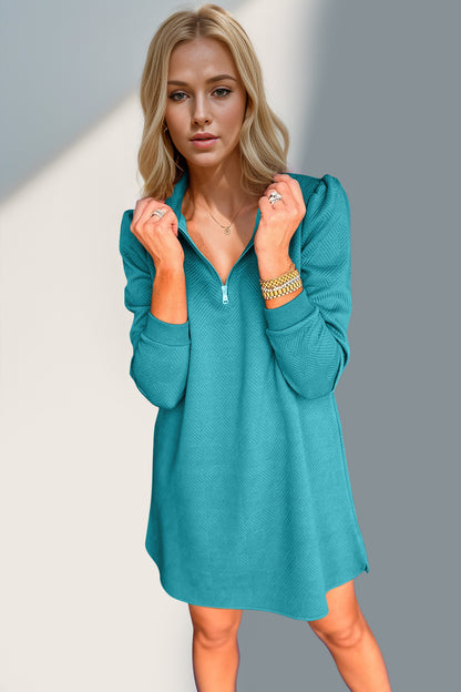 Double Take Quarter Zip Long Sleeve Dress