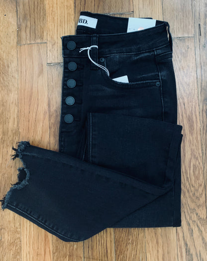 Black Distressed Hem Skinny