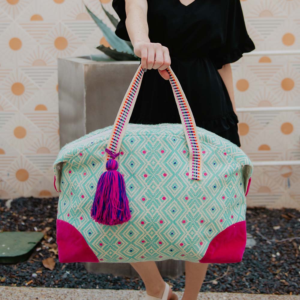 Mint Geometrical Weekender Tote Bag