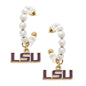 Pearl Hoop Drop Earrings- LSU