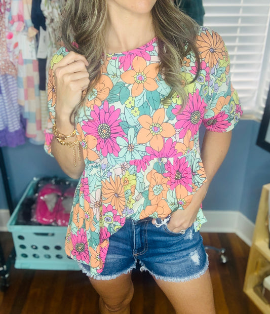 Flower Power Peplum Top