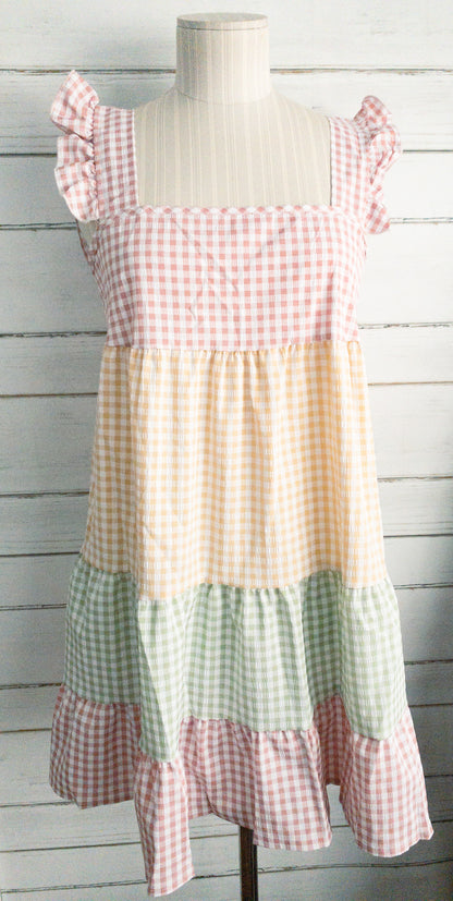 Pastel Plaid Smocked Dress