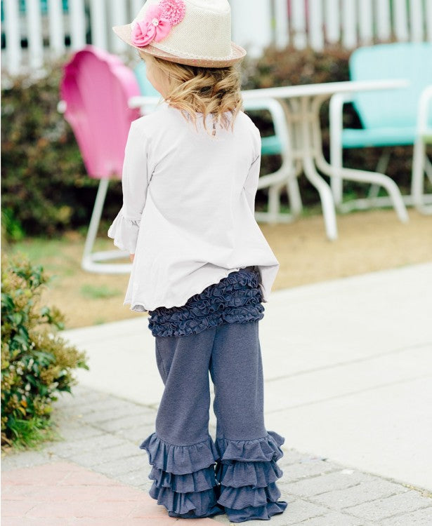 Faux Denim Fancy Flare Pants