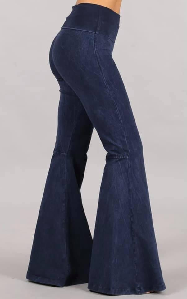 Dark Denim Yoga Bell Bottom Pants