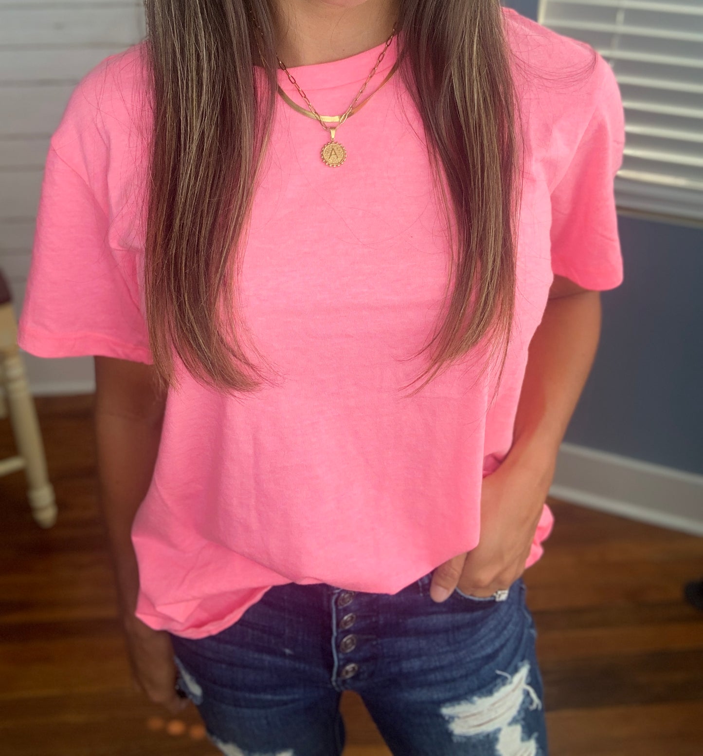 Savannah Basic Tee- Coral Fuchsia