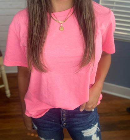 Savannah Basic Tee- Coral Fuchsia