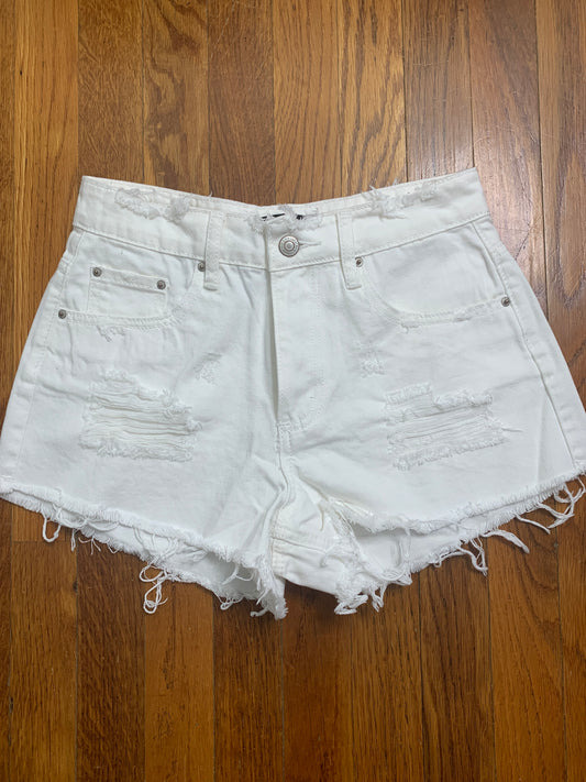 White Denim Distressed Shorts