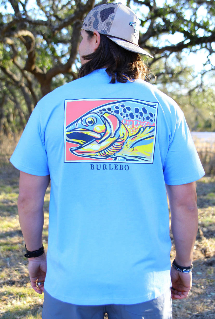 Colorful Trout Tee- Aqua