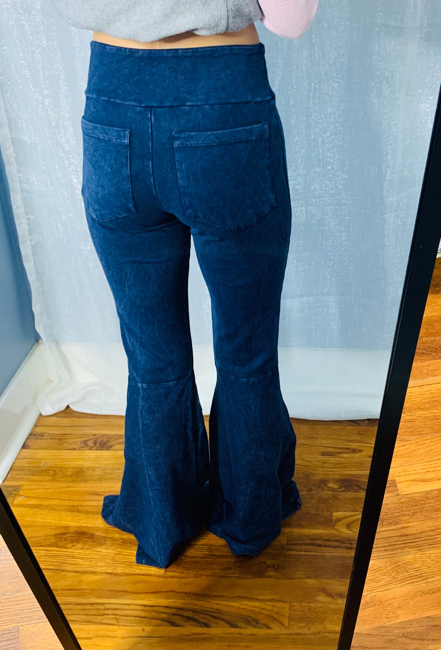 Dark Denim Yoga Bell Bottom Pants