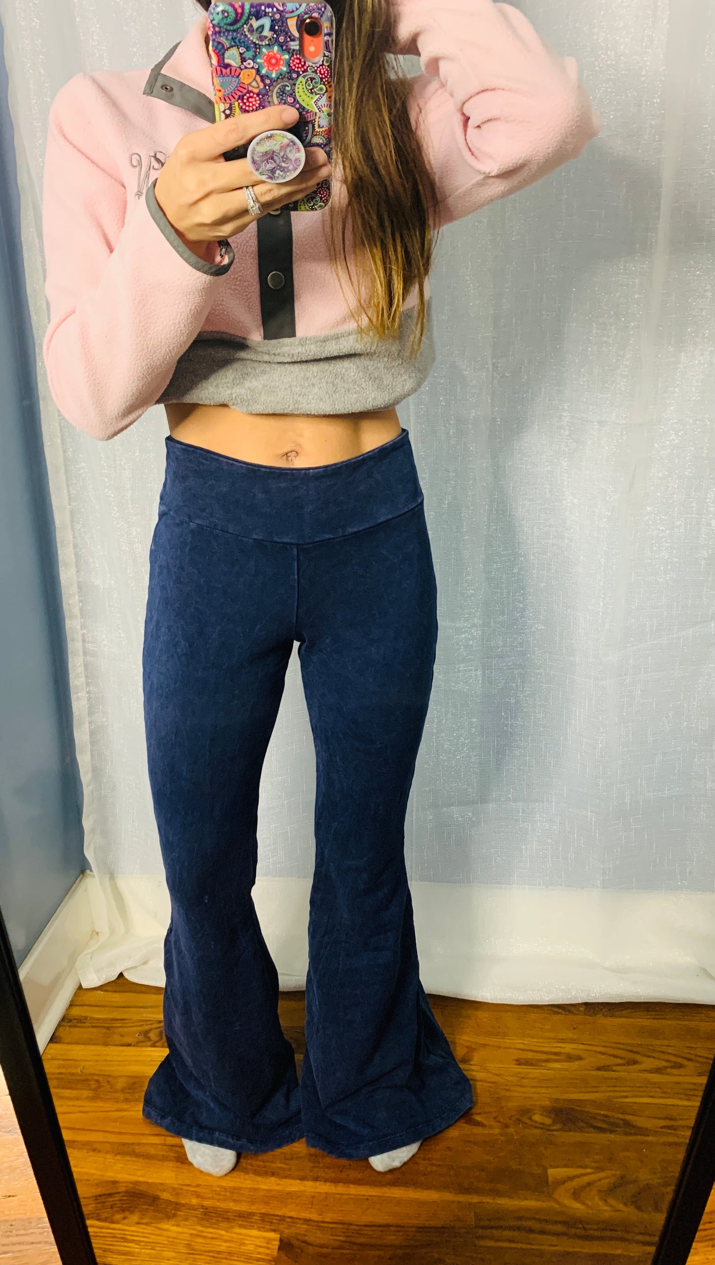 Dark Denim Yoga Bell Bottom Pants