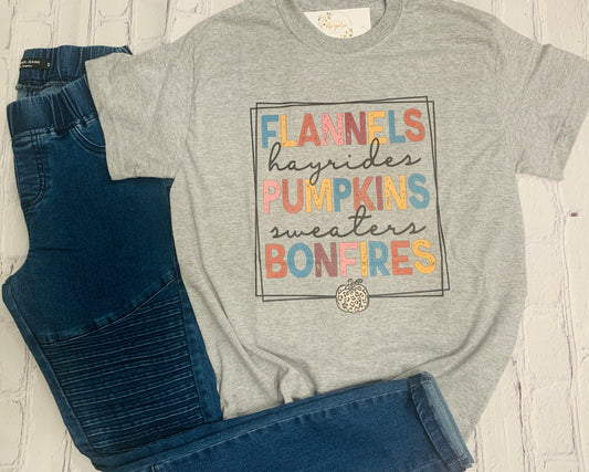 Flannels, Pumpkins + Bonfires Graphic Tee