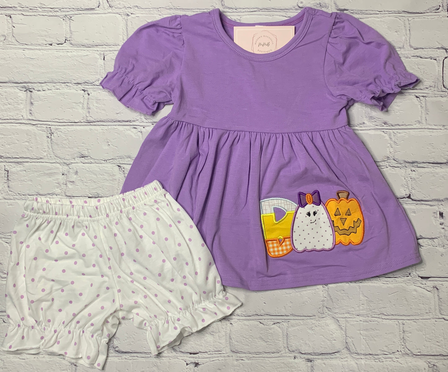 BOO Appliqué Girl Short Set