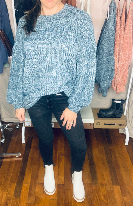 2 Tone Sweater- Teal Denim