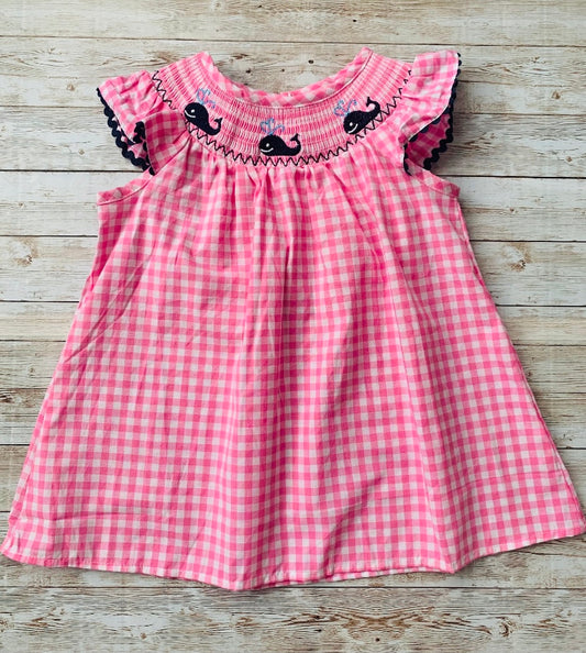 Pink Whale Smocked Dress