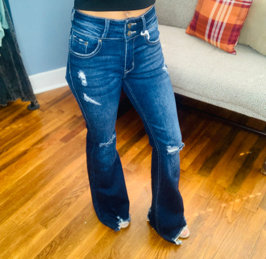 Natalie Distressed Flare Jeans