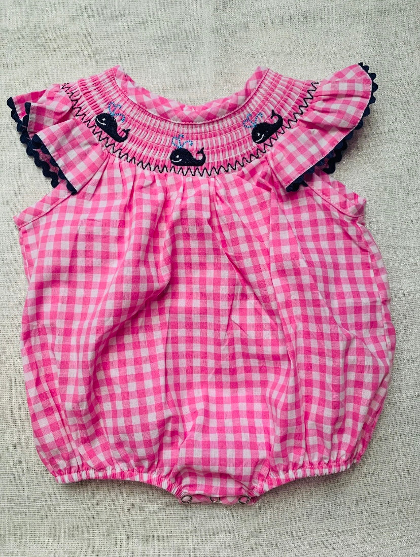 Pink Whale Smocked Bubble