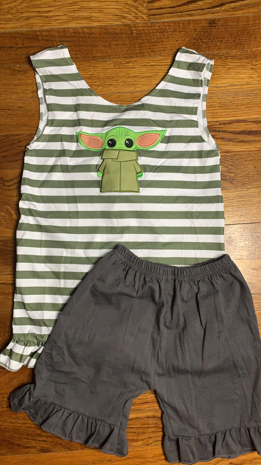 Baby Yoda Appliqué Girl Set