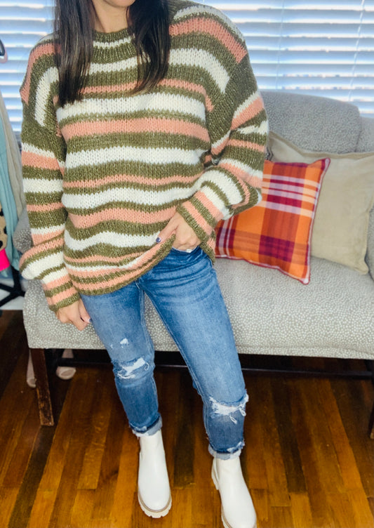 Autumn Day Color Block Sweater