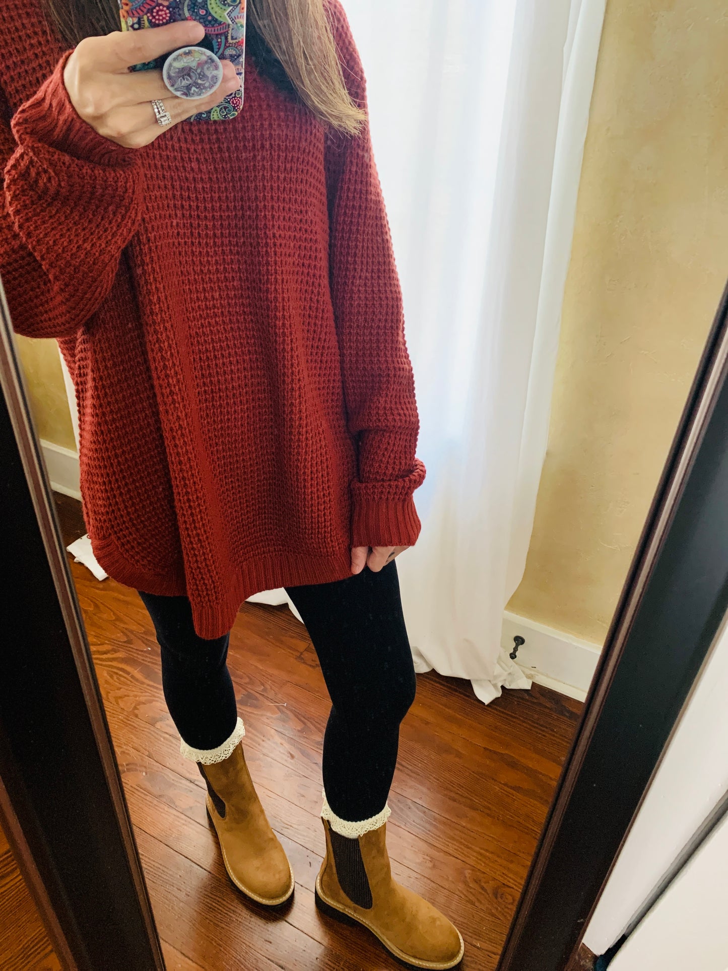 Rust knit pullover sweater