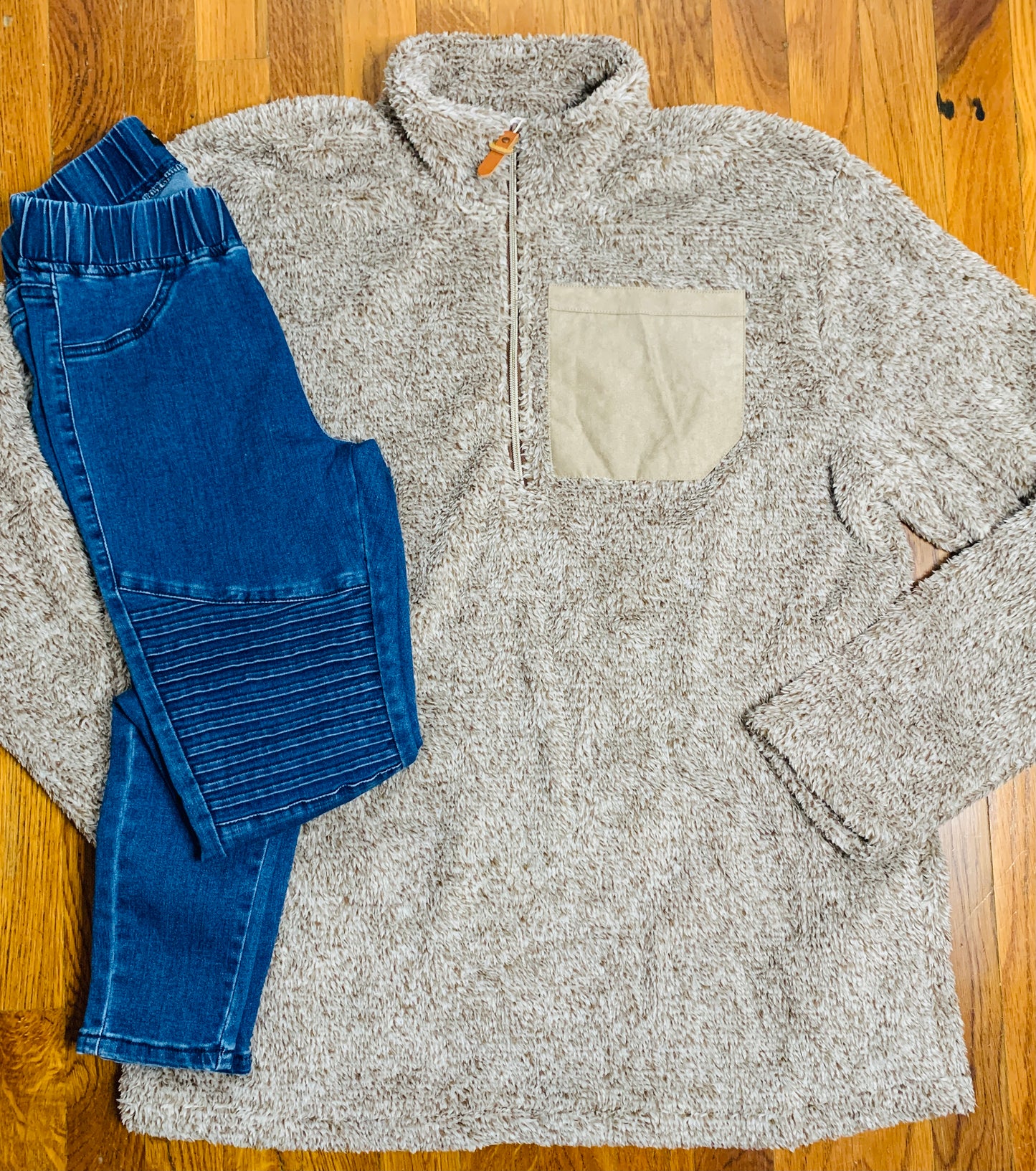 Coffee Sherpa Quarter Zip Pullover